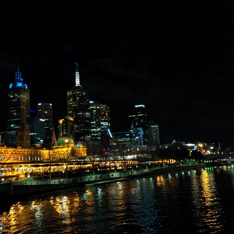 Melbourne skyline from Southbank at night