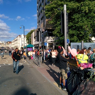 One Direction fans on their way to Cardiff stadium