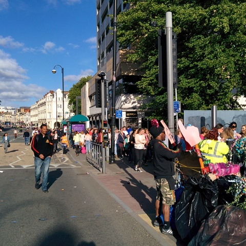 One Direction fans on their way to Cardiff stadium